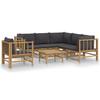 7 Piece Garden Lounge Set with Dark Grey Cushions Bamboo Brown