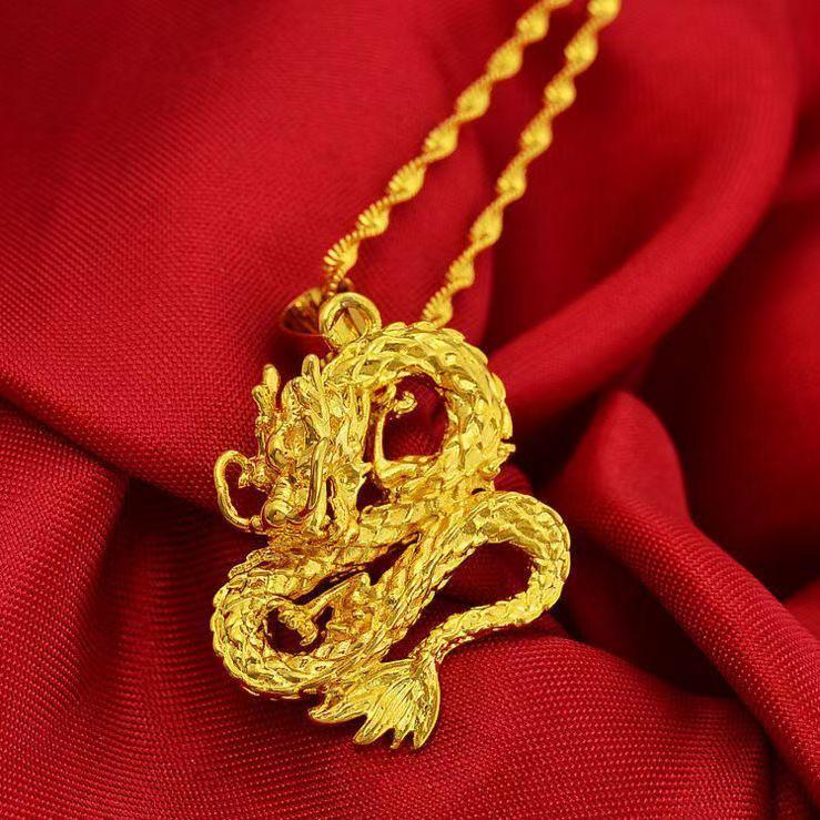 Vergoldete 3D Fliegender Drache Anhänger Halskette - Herren Luxuriöses High-End Accessoire