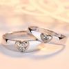 Romantic Couple Wedding Ring For Woman Men 2Pcs Love Heart Zircon Adjustable Rings Fashion Engaged Promise Jewelry Gifts