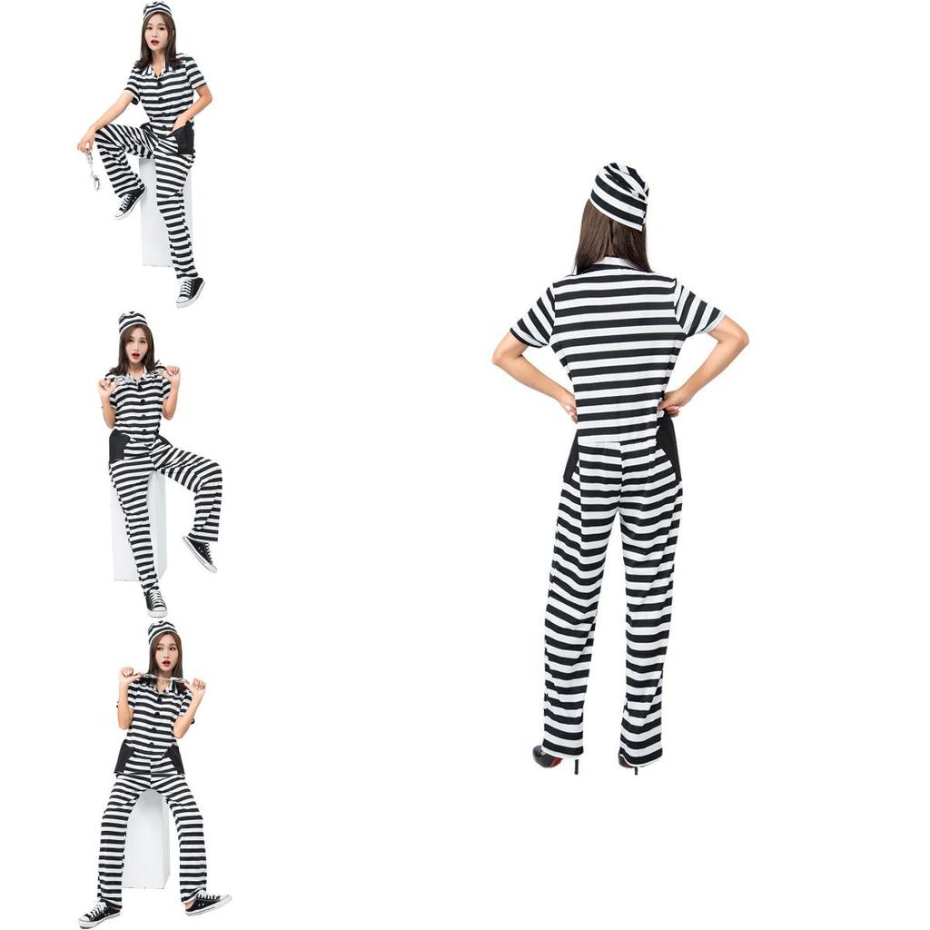Japanese Anime Striped Prisoner Costume For Cosplay And Stage Performance