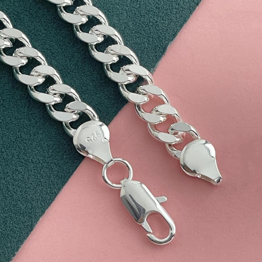 Trendy 8MM Silver-Plated Copper Cuban Necklace - Popular European, American, and Korean Style Available in 18-26 Inches.