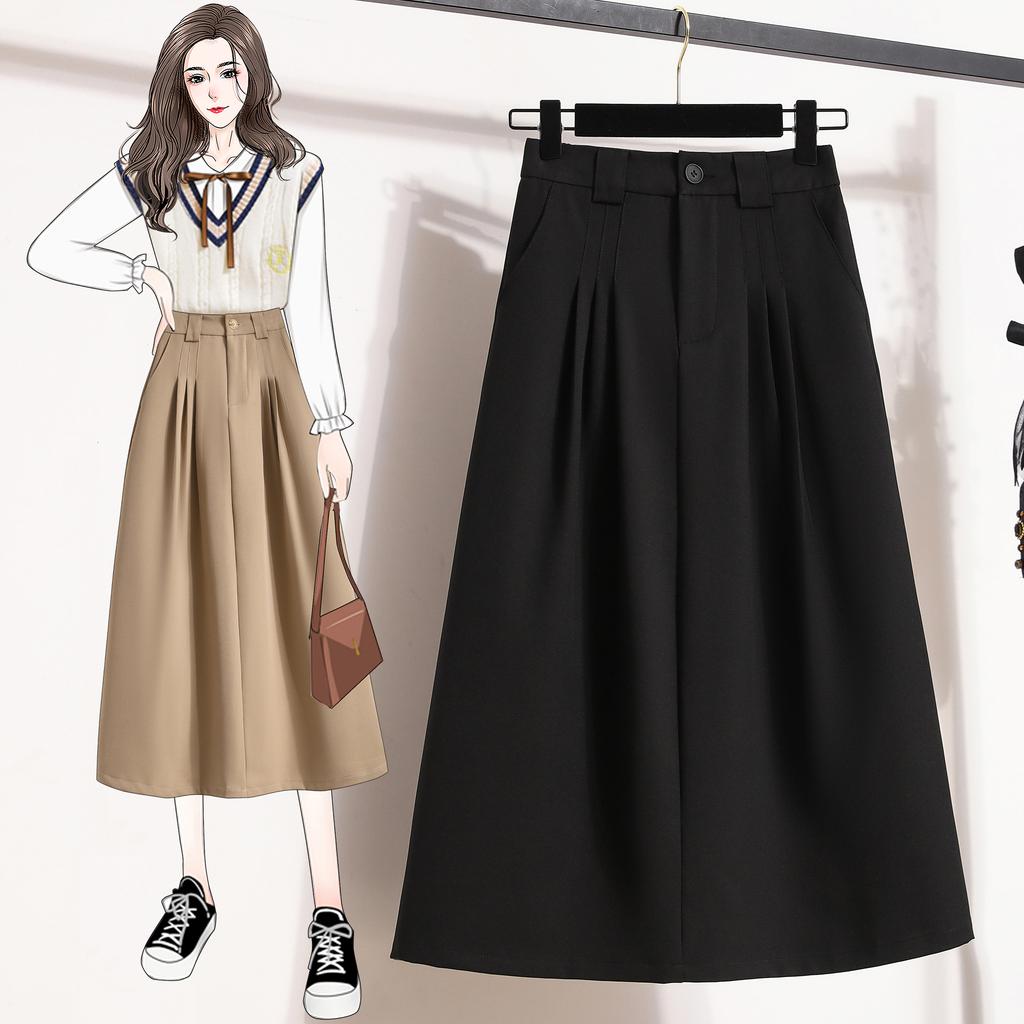 DIMANAF 2025 Frühling Sommer Übergröße Neue Röcke Damenbekleidung Mode Locker Plissee Rock Hohe Taille Vintage