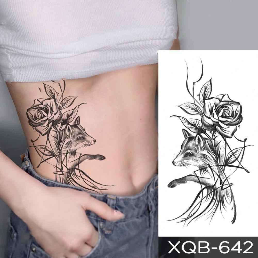 1 STÜCK 210*114 MM Coyote Katze Löwe Meerjungfrau Temporäre Tattoos Für Männer Frauen Schwarz Mond Schlange Schwert Tattoos Aufkleber Gefälschte Line Art Tattoo