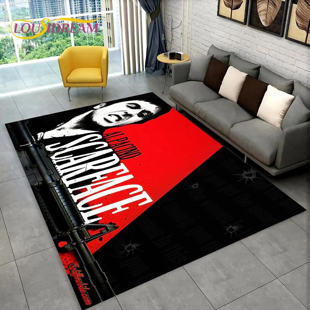 Film Scarface Tony 3D Baskılı Alan Halısı Büyük, Oturma Odası Yatak Odası Kanepe Giriş Halısı Dekorasyonu İçin Halı Kilim, Çocuk Oyun Kaymaz Zemin Matı