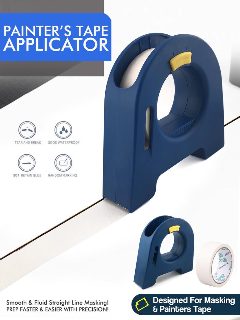 Masking Tape Dispenser with Free White Tape, Desktop Sticker Roller for Washi & Craft Tape, Easy One-Hand Use Organizer with Cutter