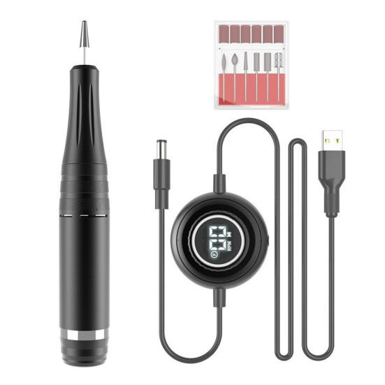 Electric Nail Polisher with 6 Attachments USB Manicure Tool for Fingernails And Toenails High Speed 35000RPM Nail Machine for Home And Salon Use