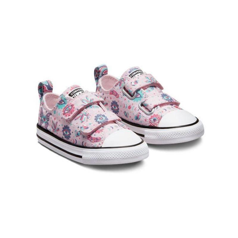Converse All Star Series Toddler Low Walking Shoes Canvas Vintage Fashion Wear-resistant Pink A01677C