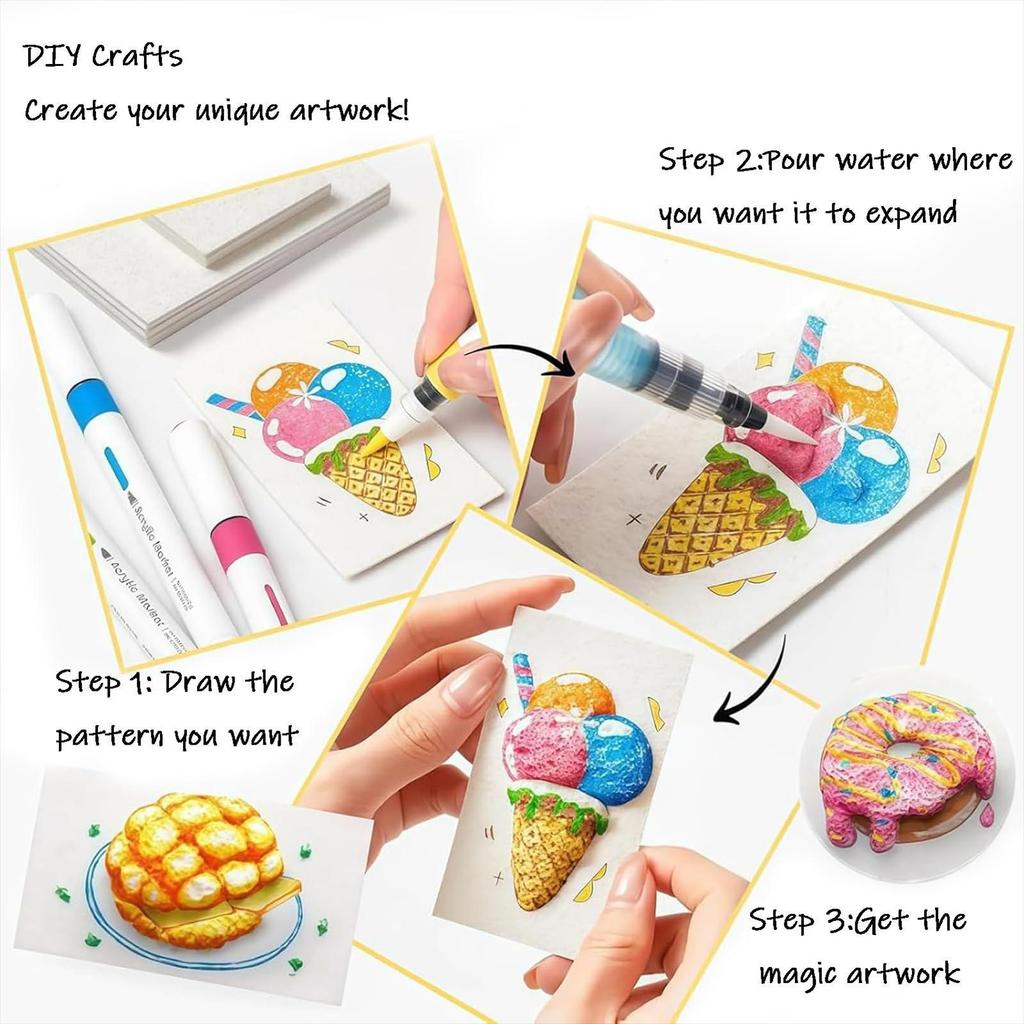 Foam Texture Painting Kit Puffy Foam Texture Painting Kit Bubble 3D Canvas Sponge Drawing Paper Craft Art Supplies for Boys Kids