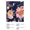 1pc Floral Print Blanket - Navy Blue Floral Pattern with Pink, Peach, Orange, Green - Soft & Breathable All-Season Throw - Machi