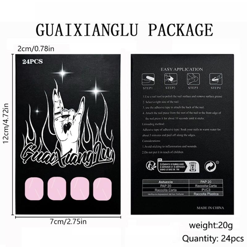 Quadratischer Press-on-Nagel Lila Falscher Nagel Aufkleb-Nagel in 12 Größen, 24 Stück Französische Nagelspitzen für DIY-Nagelkunst-Dekorationen
