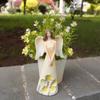 Creative Flower Butterfly Angel Girl with Flower Pot Statue Suitable for Home Balcony Outdoor Garden Garden Decoration