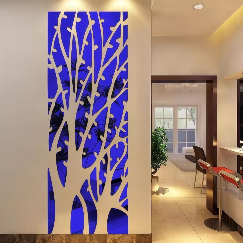 DIY Wall Sticker Mirror Tree Decals Self-adhesive Acrylic Art Wall Tile Sticker Decor 3D Wall Stickers TV Background Decoration