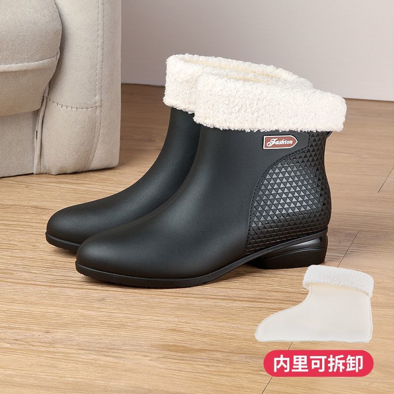2025 new fashionable women's mid-calf rain boots anti slip waterproof and warm women's shoes Winter women's boots zapatos mujer