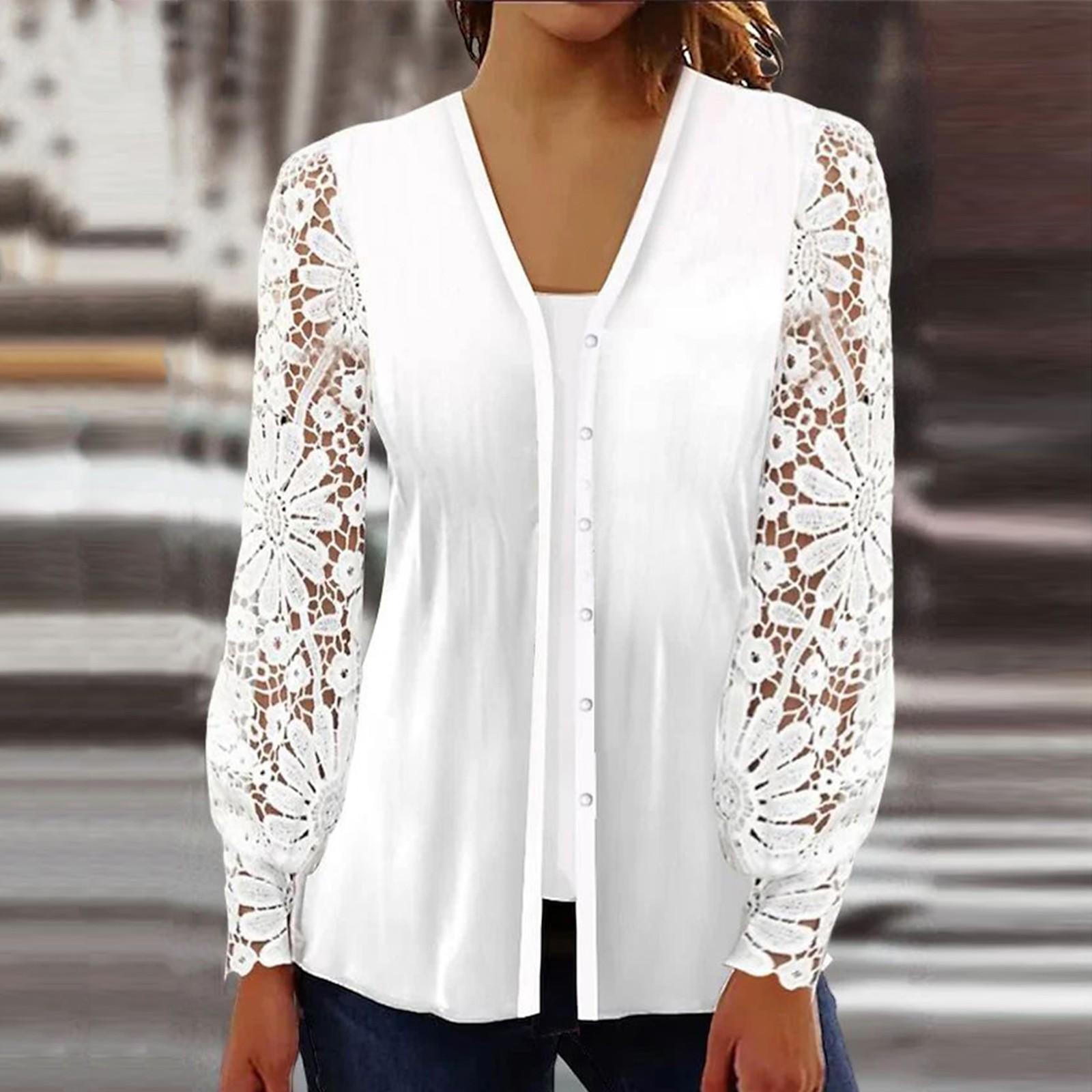 

Женская рубашка блузка верхняя одежда принт длинный рукав повседневный праздничный базовый топ на пуговицах кардиган XL белый