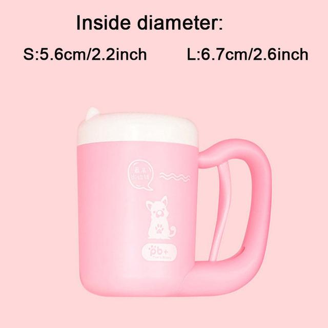 

Чашка для чистки лап собаки, чашка для мытья ног домашних животных, силиконовая чашка для чистки лап, портативная портативная на открытом воздухе L(handle) розовый