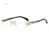 Vintage Frameless Color Change Reading Glasses Cut Edge Anti Blue Light Presbyopia Glasses High Definition Photochromic Eyewear