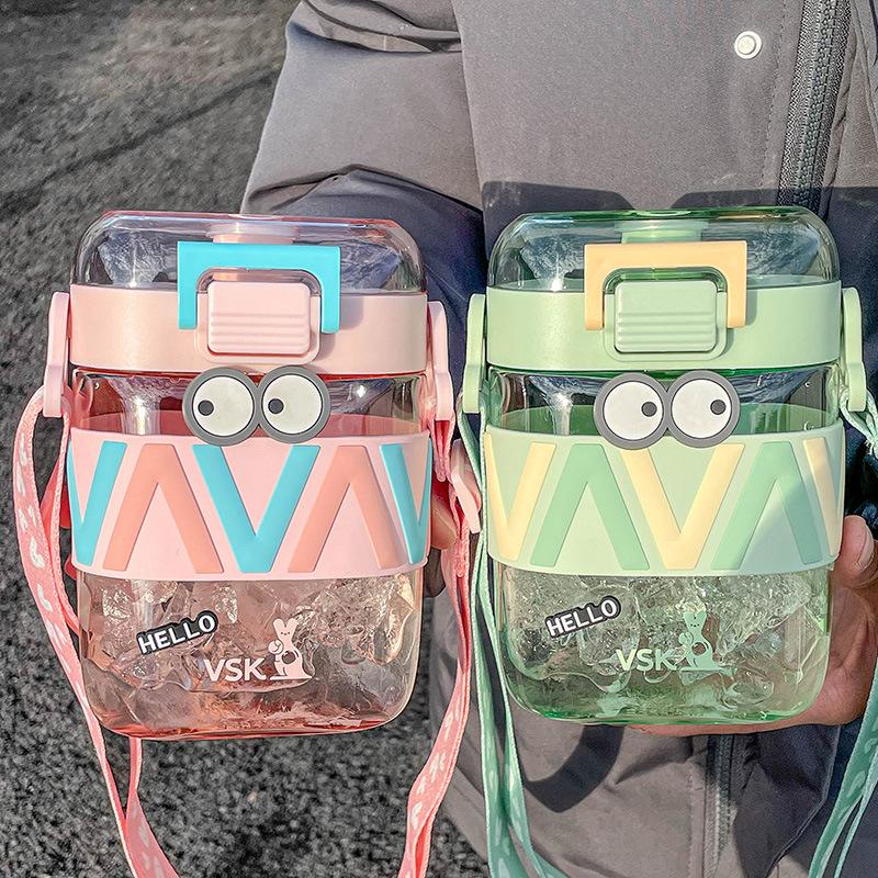 Water Cup Girls Large Capacity High Value Plastic Student Straw Cup Men Drop Resistant High Temperature Square Kettle Portable