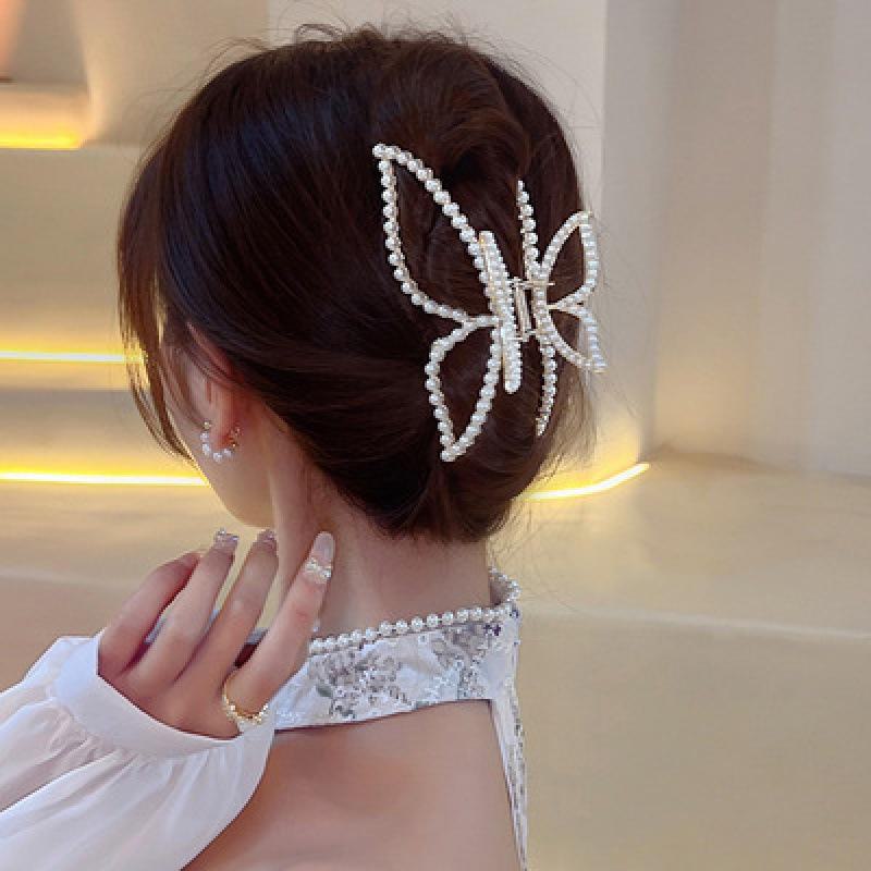 High-End Women's Rhinestone Hair Shark Clip - Large, Stylish, and Trendy Hairpin
