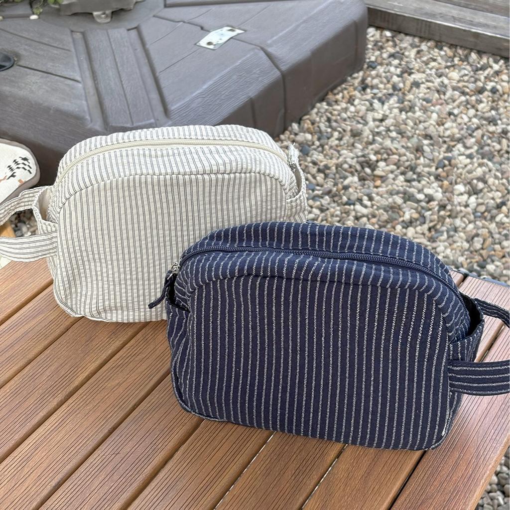 Daily Miscellaneous Style Plaid Cosmetic Bag, New Simple Fabric Storage Bag, Travel Business Trip Large-capacity Toilet Bag