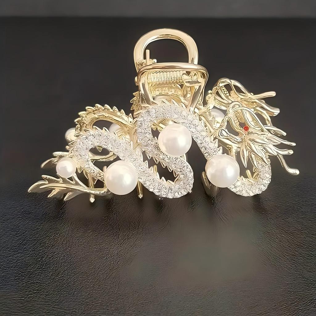 1pc Luxury Elegant Women's Dragon Shaped Hairpin Artificial Pearl Daily Hairstyle Accessories Jewelry Hair Grab Hair Accessories