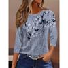 Womens Round Neck 3D Dinosaur Print Tee - Casual Fit 7/8 Sleeve 2025