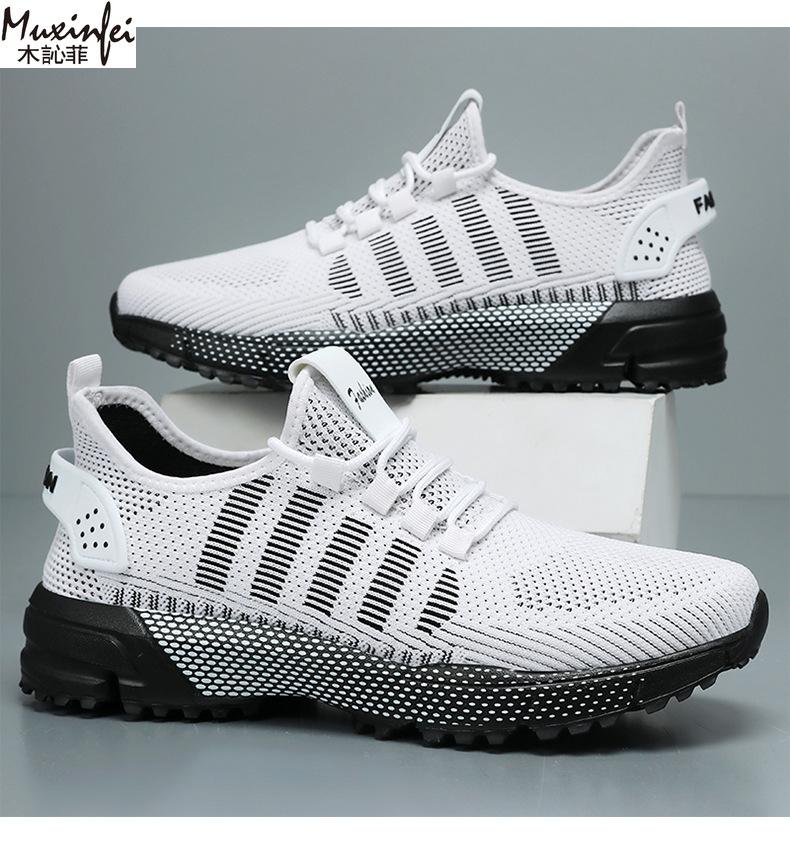 Fashion Men's Summer Sneakers Oversized Knitted Single Shoes Soft Sole Comfortable and Casual Sneaker Breathable Mesh Running Shoes