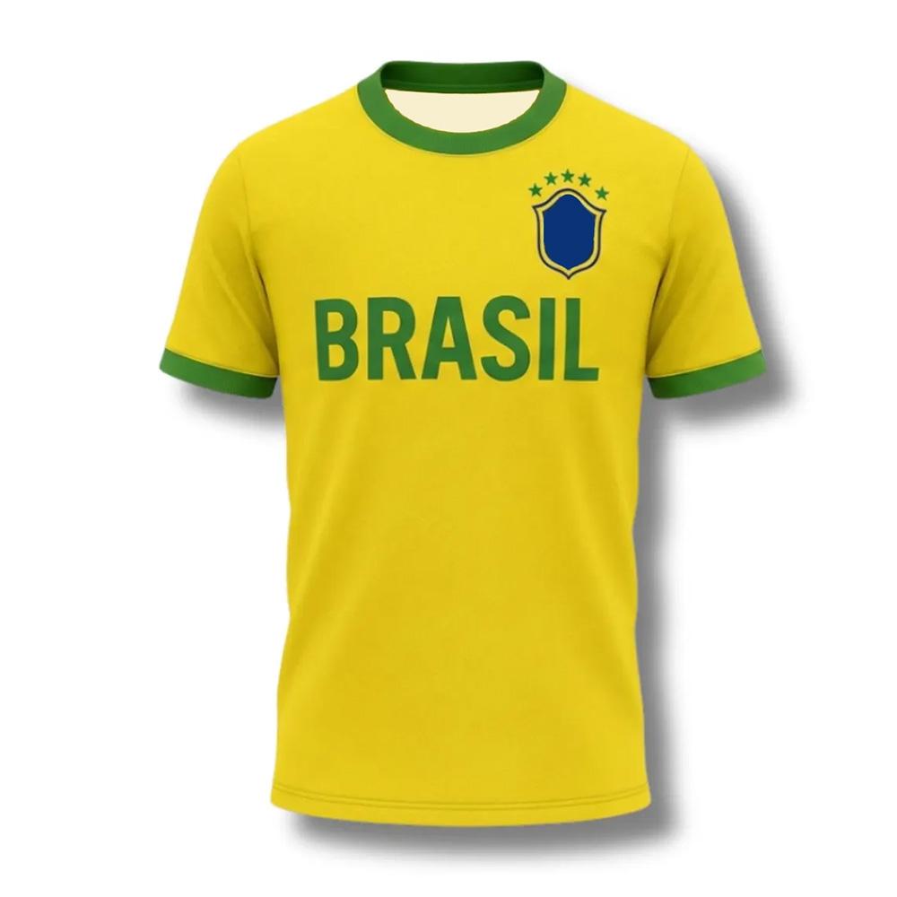 Brazil Soccer Fan TShirt 2026 Fashion Football Shirt Fan Gift Tee Summer O-neck Short Sleeve Mesh Jersey Unisex Loose Sportswear