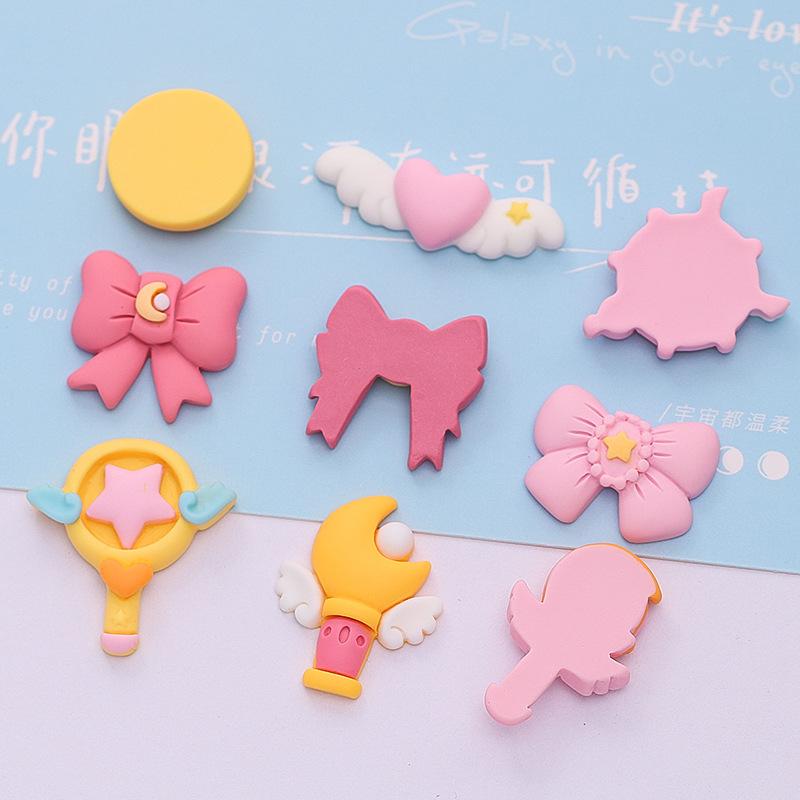10Pcs New Cute Kawaii Mini Cartoon Magic Wand Flat Back Resin Cabochons Scrapbook Diy Wedding Hairpin Accessories Craft A125