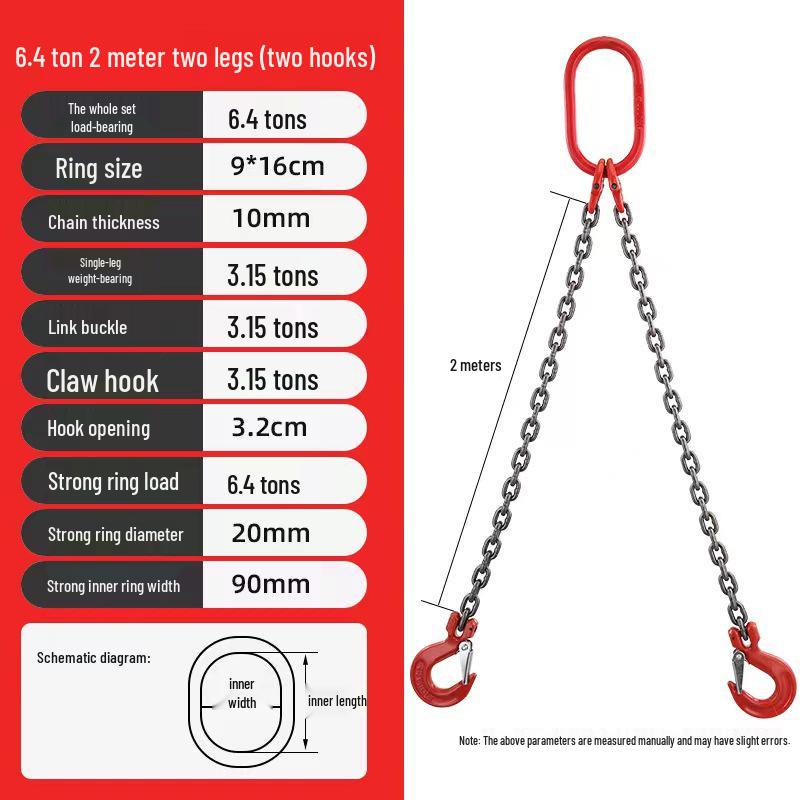G80 Manganese Steel Hoist Chain Sling with Eye Hook - Single, Two, or Four Legs