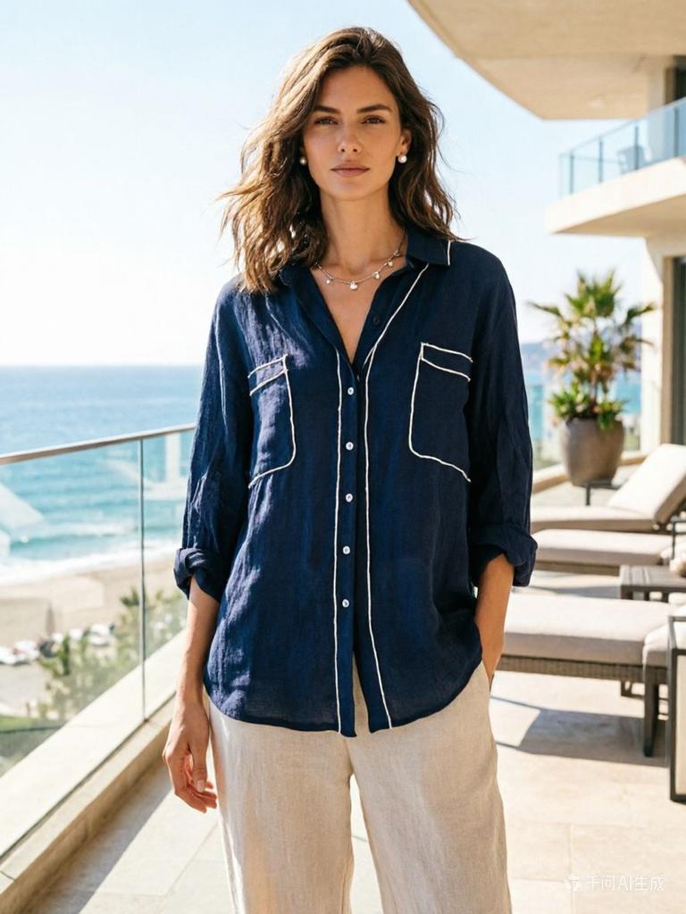 Herren Oversize Gestreiftes Hemd Locker Langarm Button-Down-Kragen Lässig Urlaubs-Strand-Top