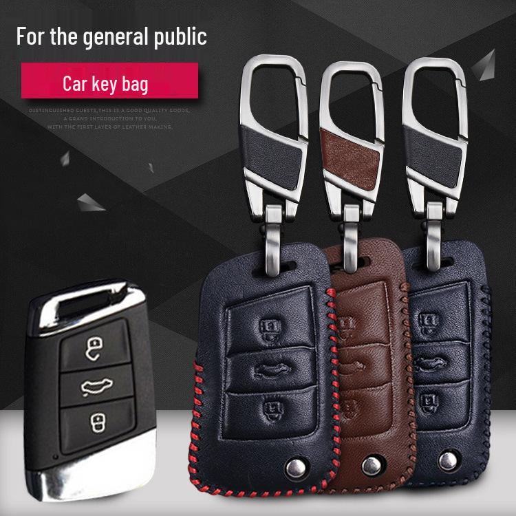 

Чехол для ключа Volkswagen Passat CC/Magotan B8 2020 - Высококлассный корпус ключа для модели 330 Coffee Color (Leather Buckle)