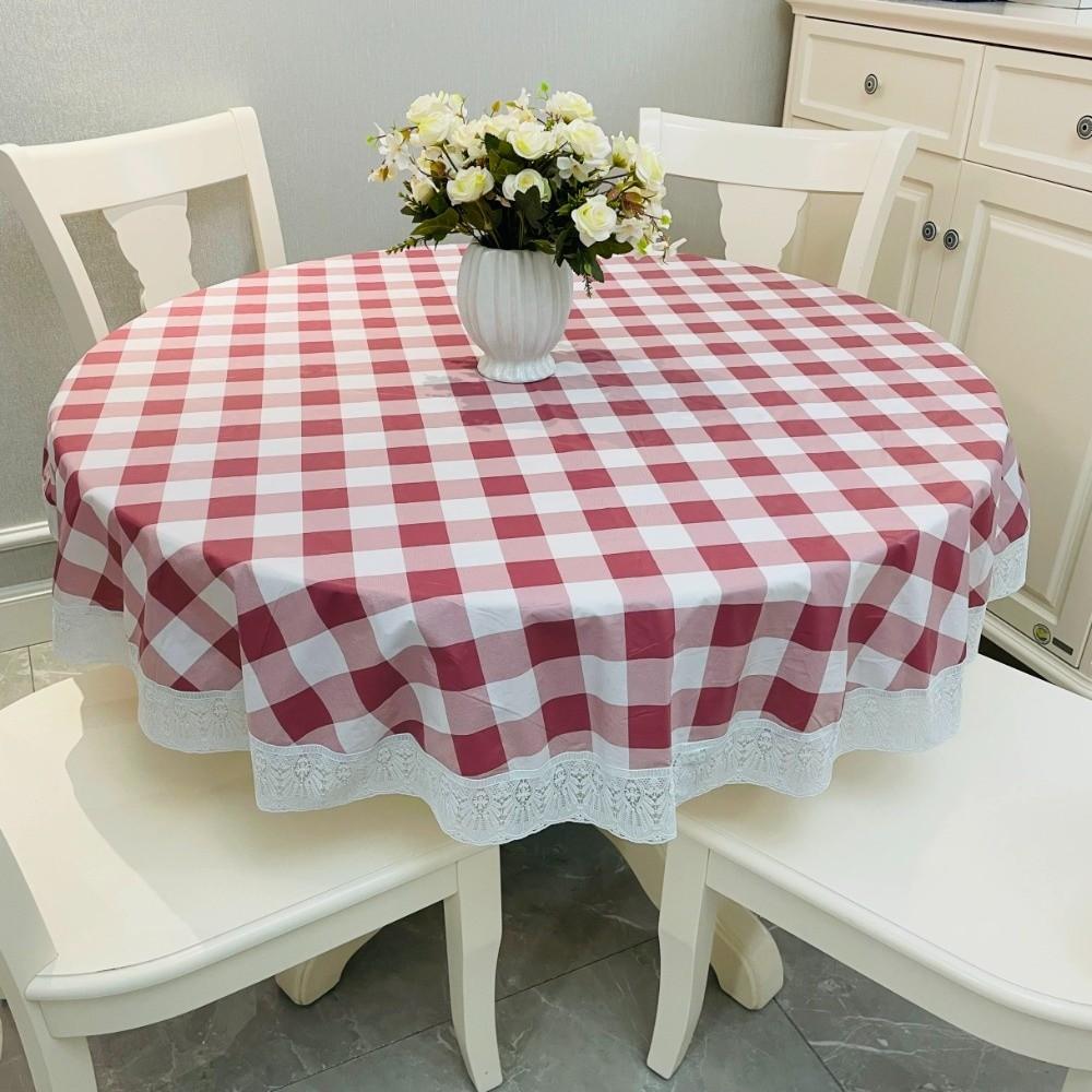 Printed Design PVC Tablecloth Pastoral Style Round Table Cover Waterproof Tablecloth  Hotel Use