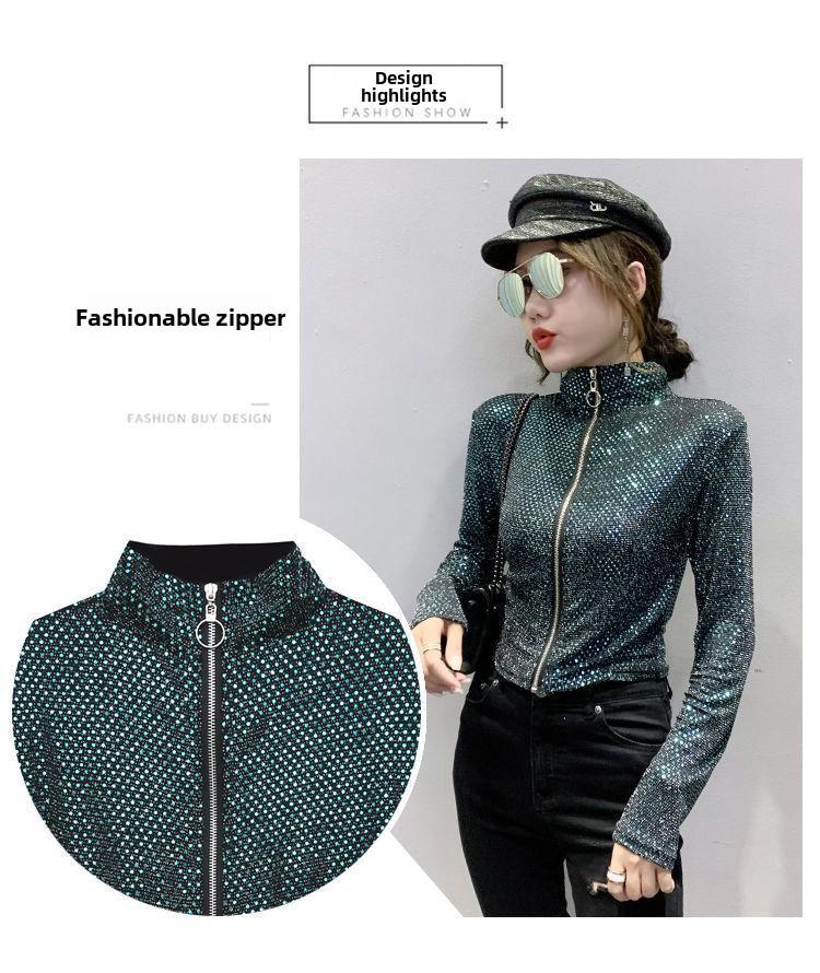 Z Flash Sequin Slim-Fit Cardigan: Women's Spring/Autumn 2023 Fashion