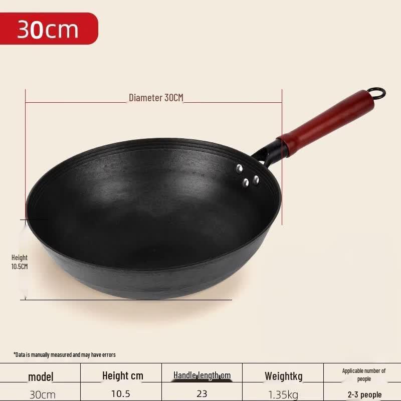 Hakka Style Uncoated Cast Iron Wok