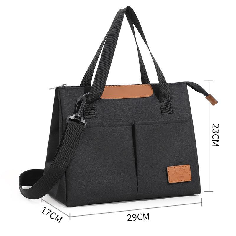 

1pcs Stylish Insulated Bag Outdoor Travel Crossbody Bag Large Capacity Lunch Box Storage Bag Work Commute Bento Insulated Tote чёрный