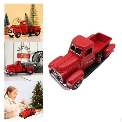 1/12 Christmas with Mini Tree Ornaments Metal Pickup Truck Desktop Decoration Vintage Car
