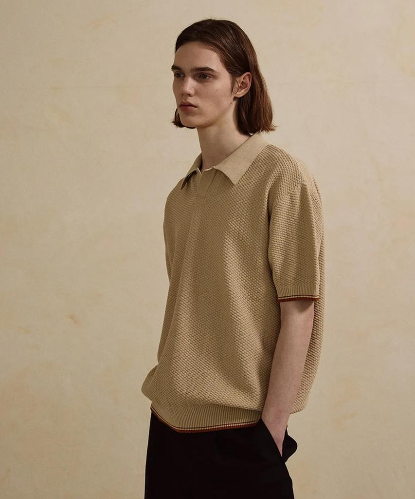 Jelolaunji [Air Conditioner Knit] Heritage Open Collar Knit Beige