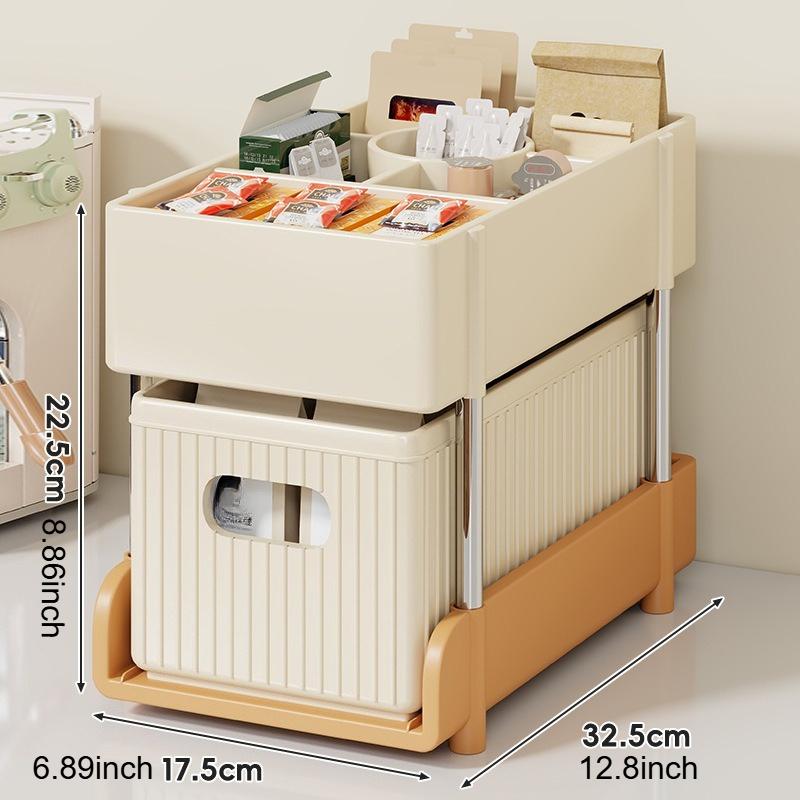 

Layered Drawer Style Storage Box Desktop Snack Miscellaneous Sorting Rack Multi-layer Floor Standing Storage Rack with Rollers