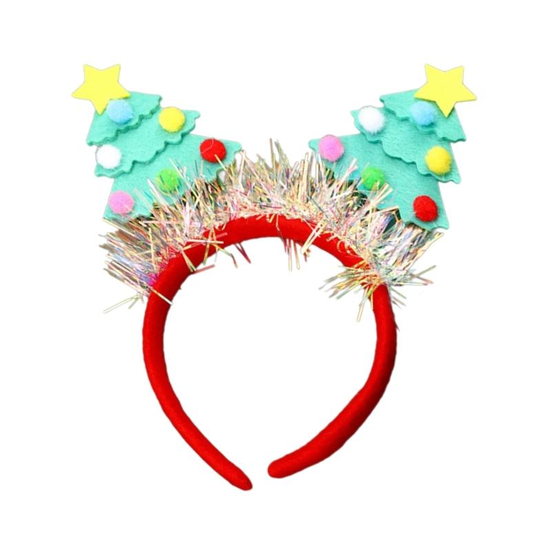 Saisonaler Spaß mit grünem Stoff Weihnachtsbaum Stirnband Einfach zu tragendes Stirnband Ornament für Kinder und Erwachsene Partykostüme