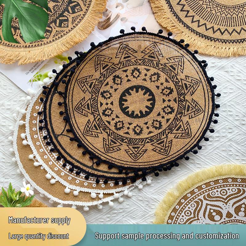 Nordic Style Woven Cotton Linen Coasters Placemats - Decorative Jute Heat Insulation Pads for Dining Tables