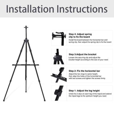 1Pc Foldable Adjustable Metal Sketch Easel Stand Portable Aluminum Alloy Travel Easel For Artist Art Supplies Drawing