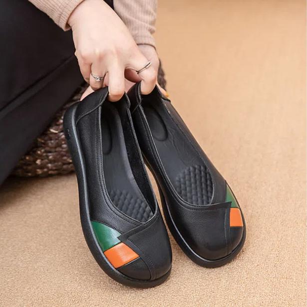 

Женские балетки из натуральной кожи Мягкие лоферы без шнуровки Женская повседневная обувь Винтажная женская обувь 35 чёрный