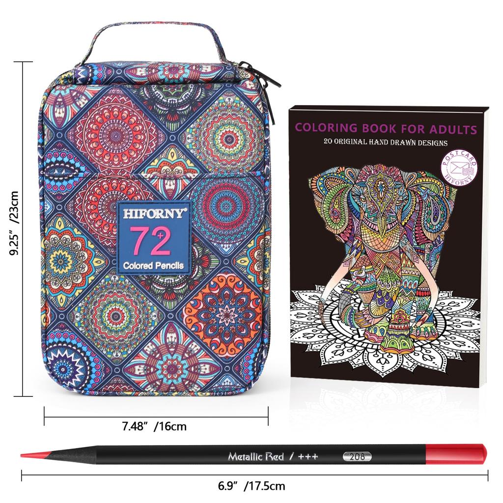 HIFORNY 78 Premium Black Edition Adult Colored Pencil Set 72 Colored Pencils with Artist Softcore Art Supplies for and Kids – Extras, Adults,