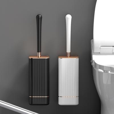 An der Wand montierte Toilettenbürste und -halter, Badezimmer-Toilettenbürste mit Edelstahlgriff, langlebiger, leichter Luxusstil
