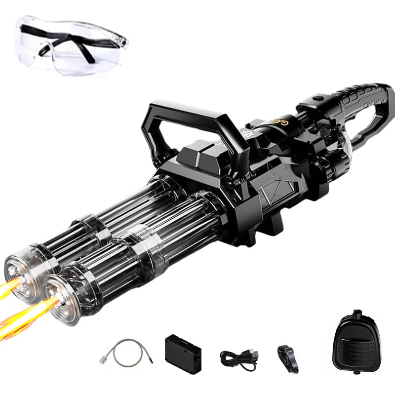 Electric Water Gun, Gatling Gun, Gatling Water Gun with Muzzle FlareLight Effect, Super Powerful Range (Approx. 10m), 1500mAh Battery, Water Gun