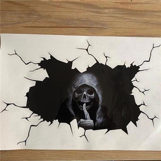 Halloween Horror Skull Car Window Stickers Horror Ghost Head Rear Window Stickers Glass Demon Stickers Waterproof