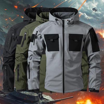 Men's Tactical Waterproof Softshell Windbreaker - Warm, Velvet-Lined, Durable