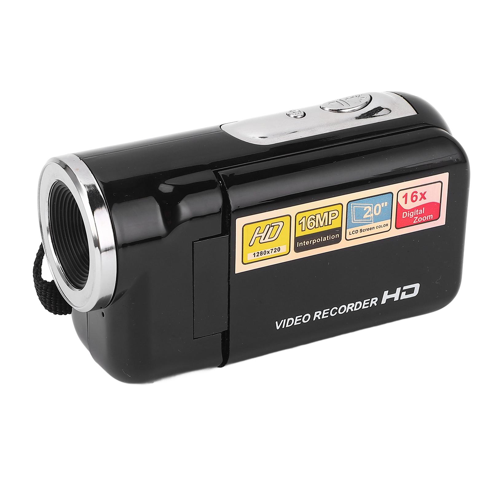 

16МП 1080P Відеокамера HD 16X Цифровий зум USB Цифрова камера Відеореєстратор з 2-дюймовим поворотним екраном чорний