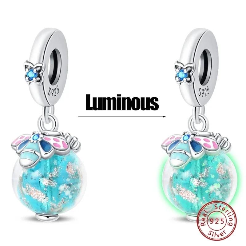 Copper Luminous Blue Wishing Bottle Charms Angel Conch Pendant Bead Fit Bracelet Diy Exquisite Jewelry Making