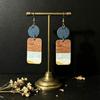 Retro Sunrise Geometric Wood Grain Earrings